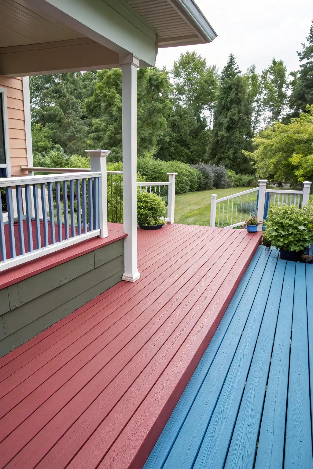 Deck with a contrasting fascia and skirting for added visual interest.