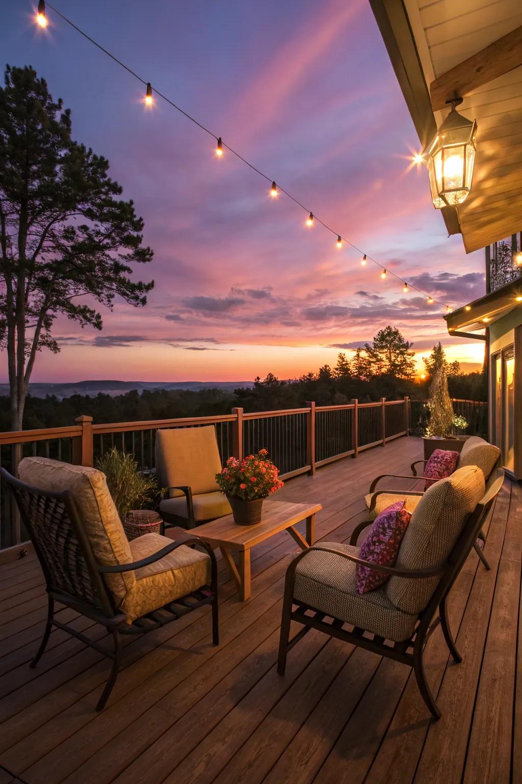 Deck colors beautifully highlighted with integrated lighting.
