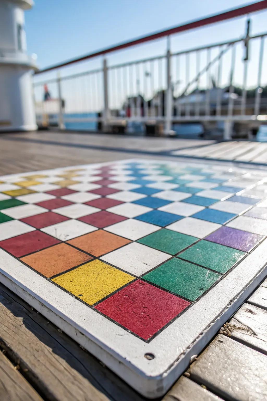 Deck with a surprising checkerboard color pattern.