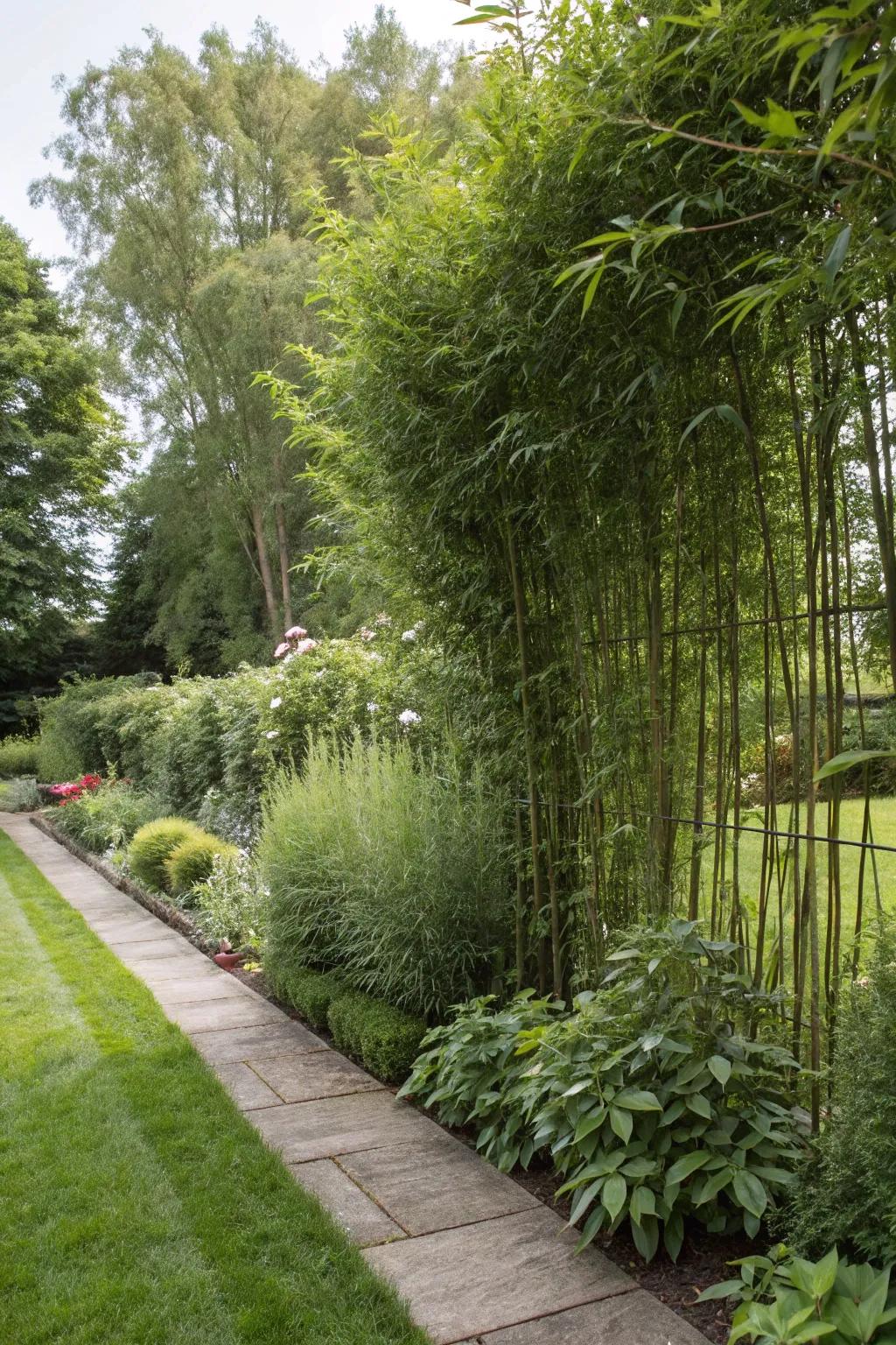 A living privacy screen providing natural seclusion.