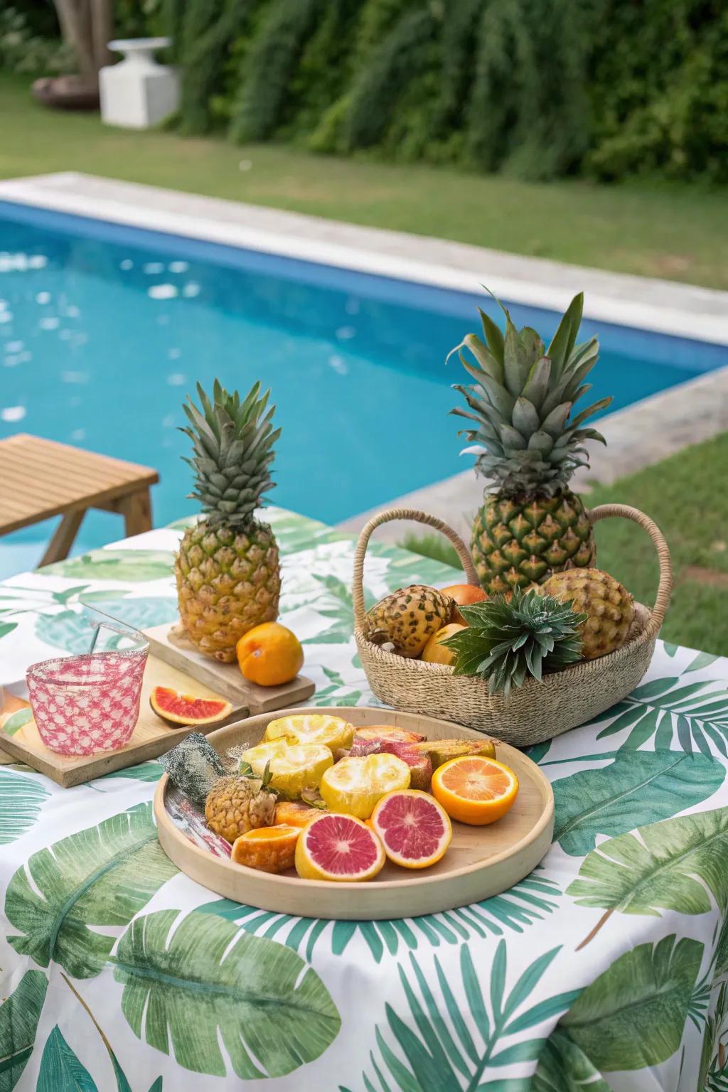 Add a fresh twist with fruit-themed decorations for a juicy flair.