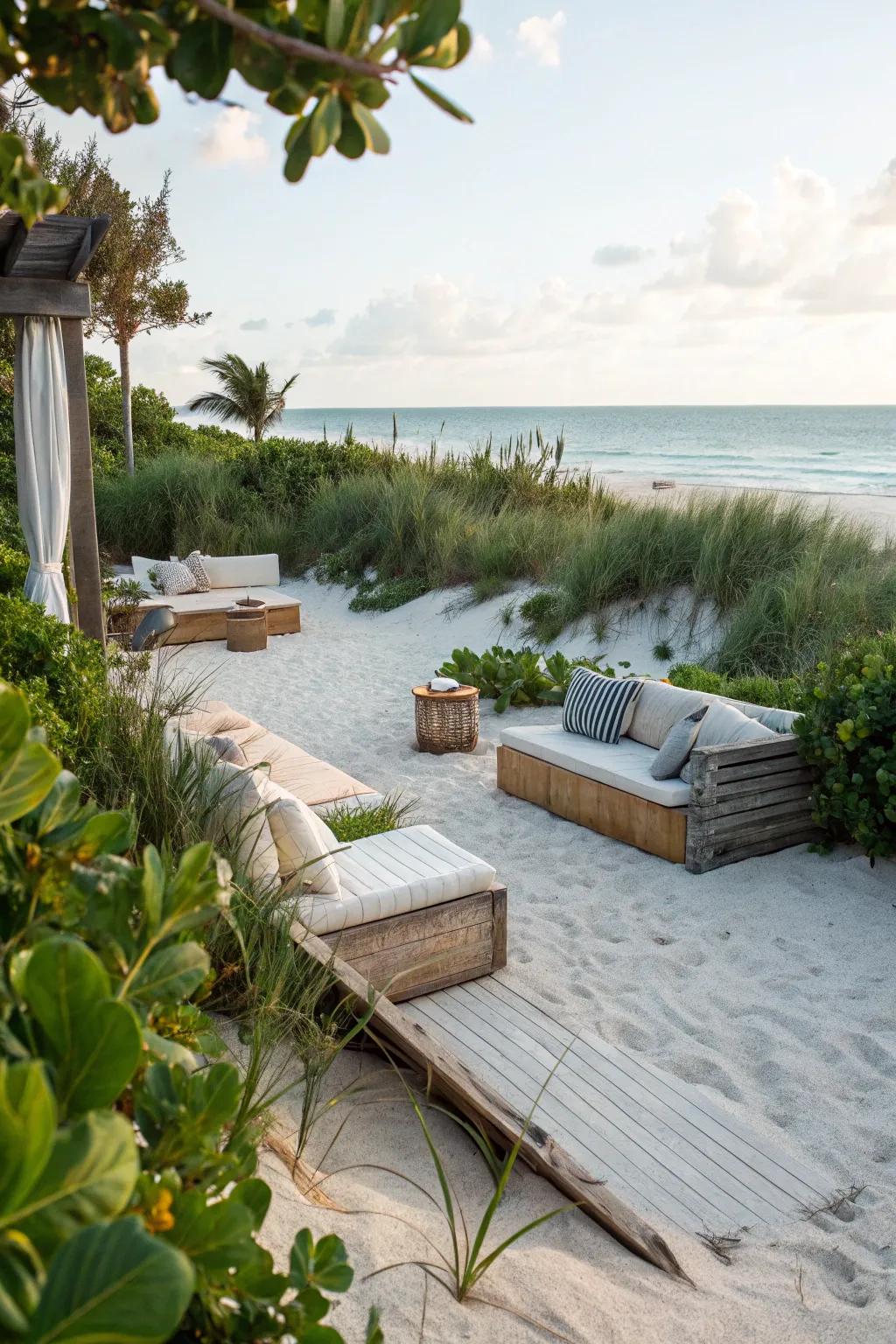 A beach-inspired lounge area brings the coast to your home.