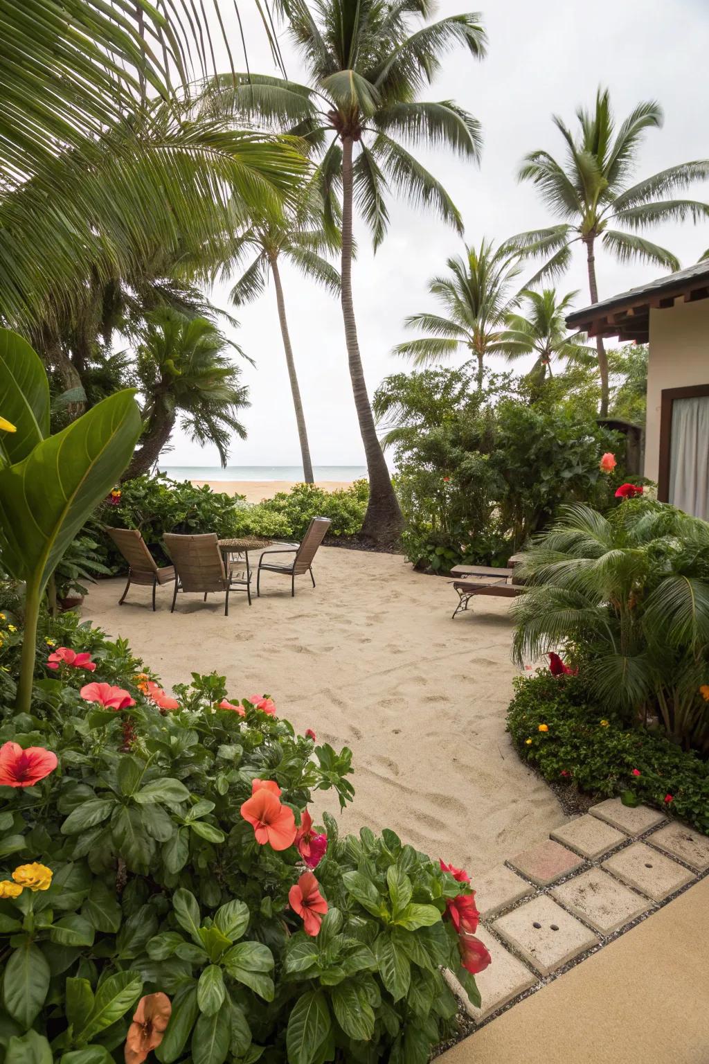 A tropical oasis vibe makes your patio feel like a getaway.