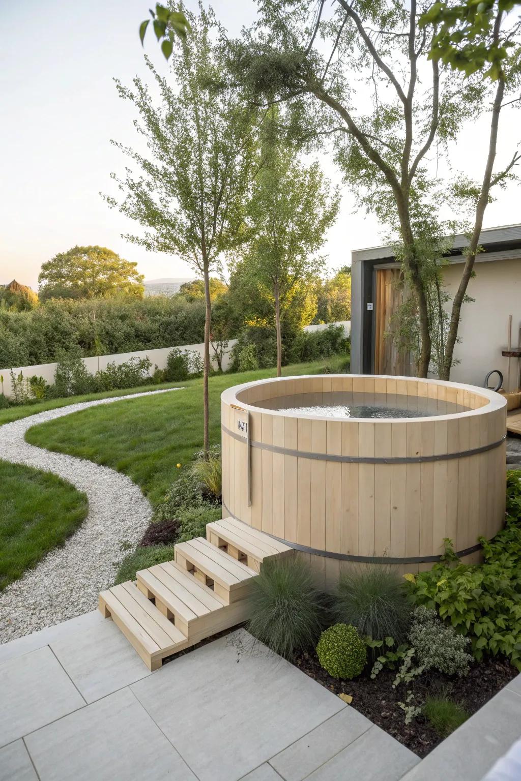 A minimalist design brings serenity and focus to your hot tub.