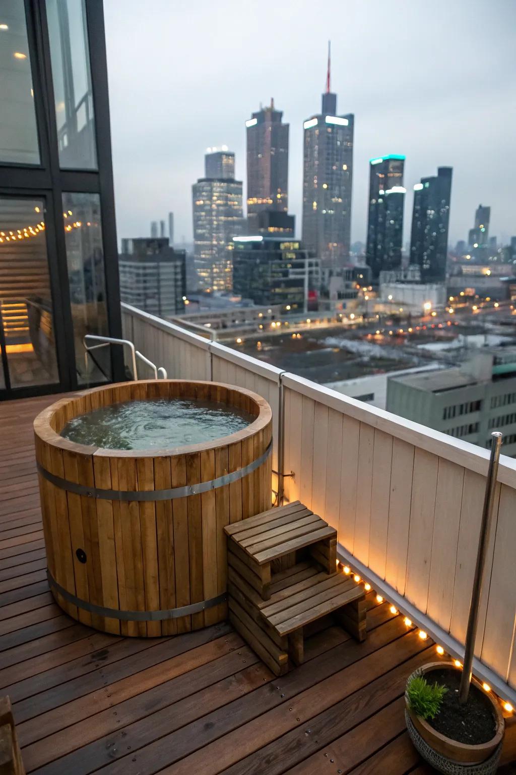 A compact design transforms even a small urban space into a relaxing oasis.