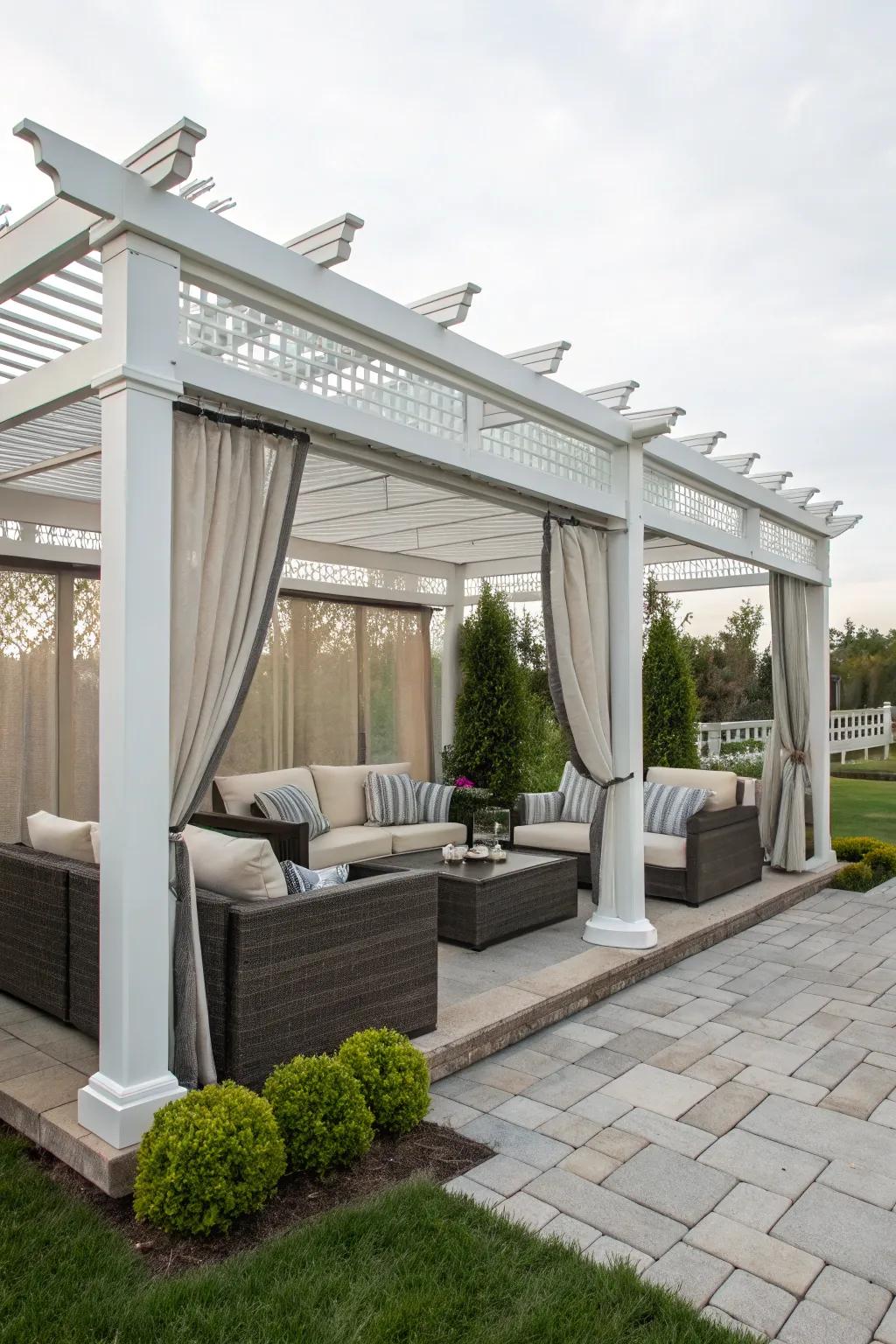 Create a private sanctuary with pergola privacy screens.