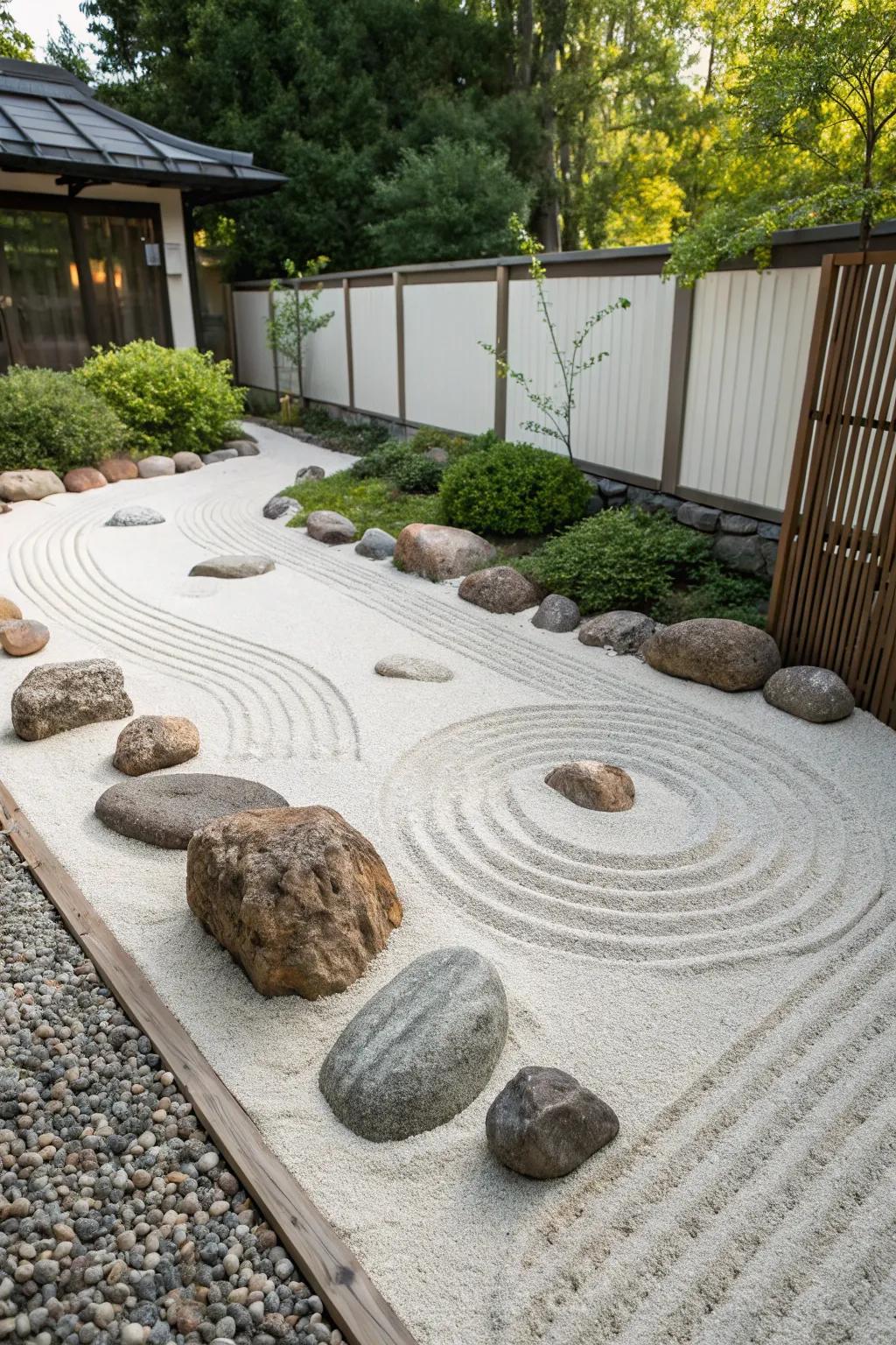 Find tranquility in the simplicity of a Zen garden.