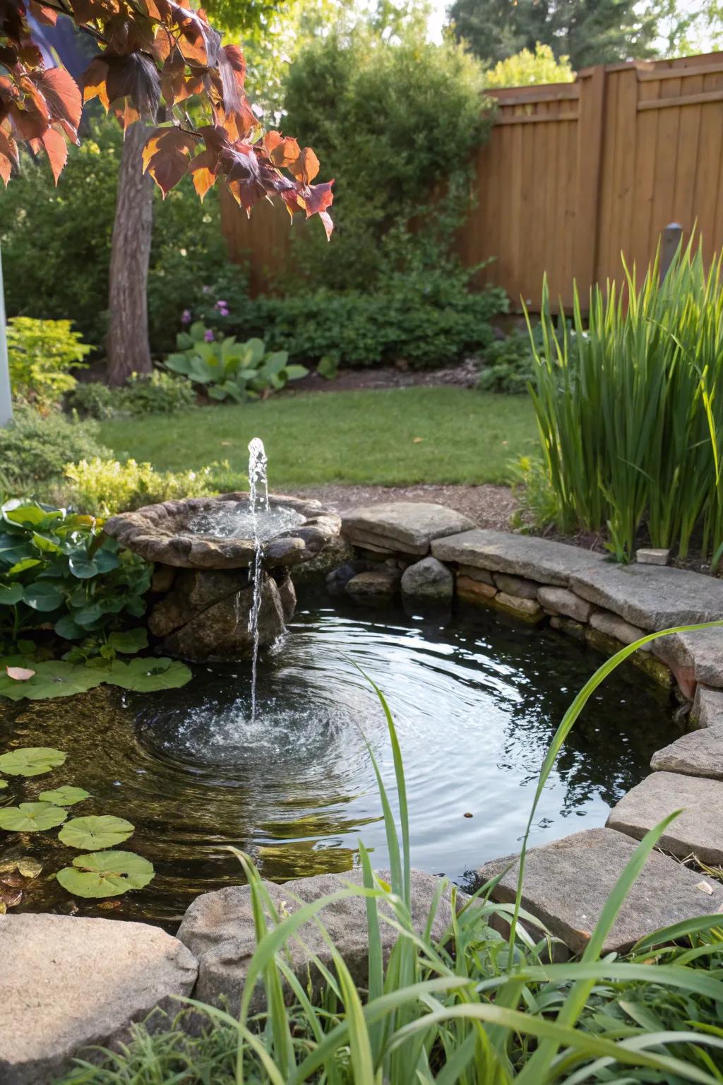 A water feature brings peace and serenity to your backyard.