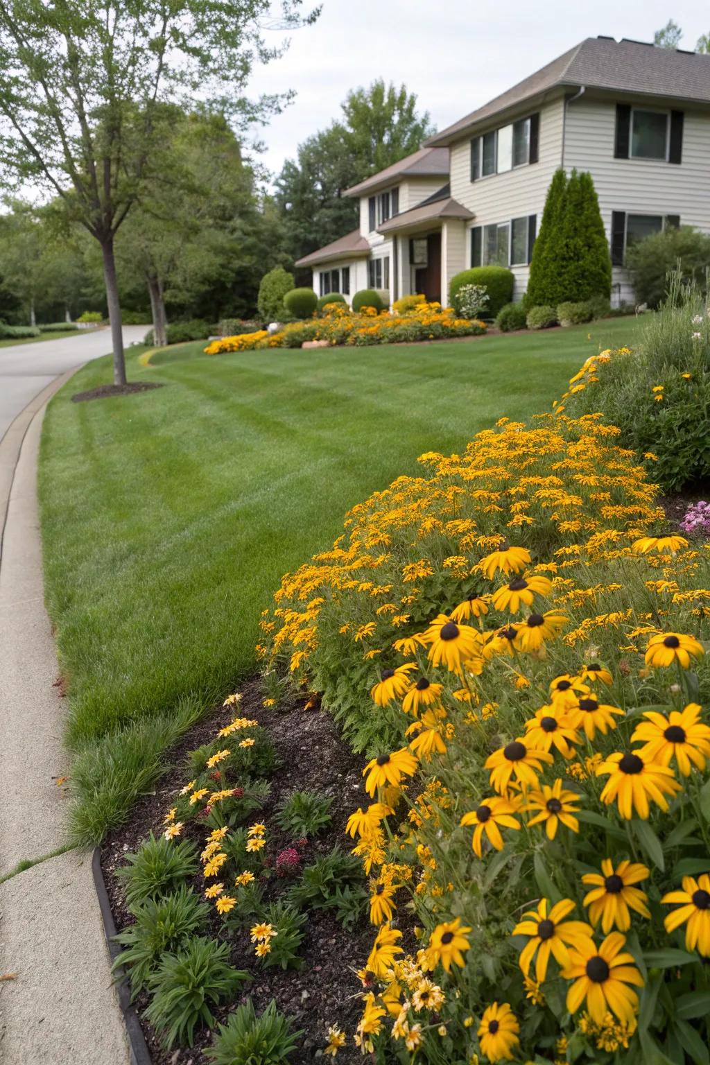 Structured elegance with a Black Eyed Susan border.