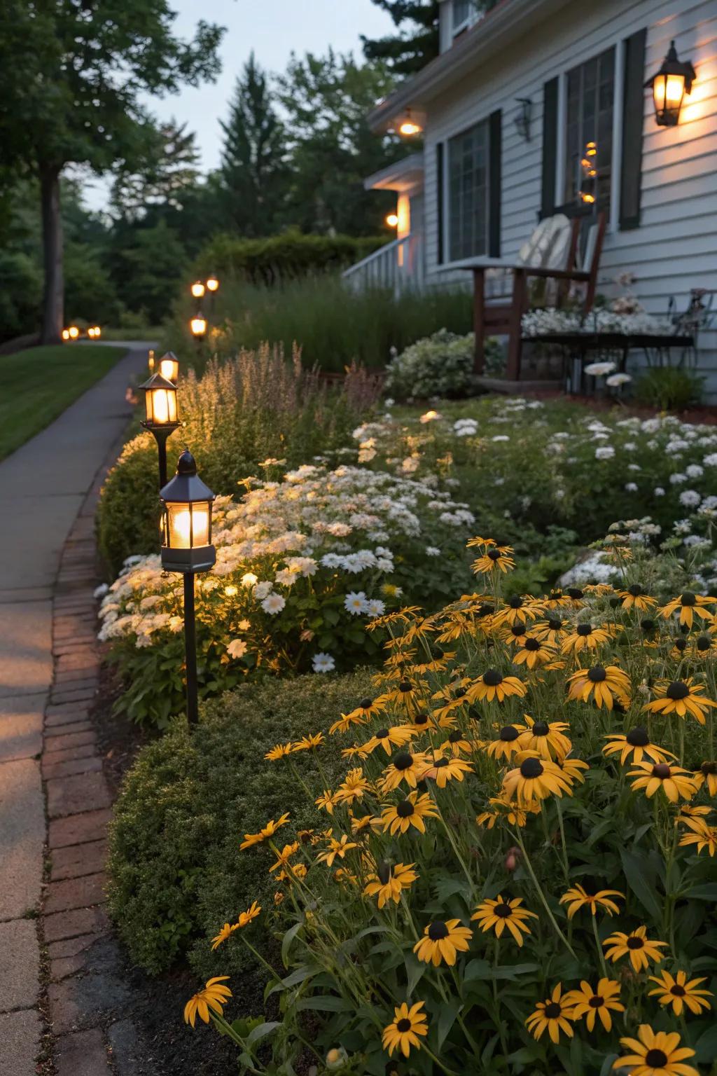 Embrace the night with a glowing garden.