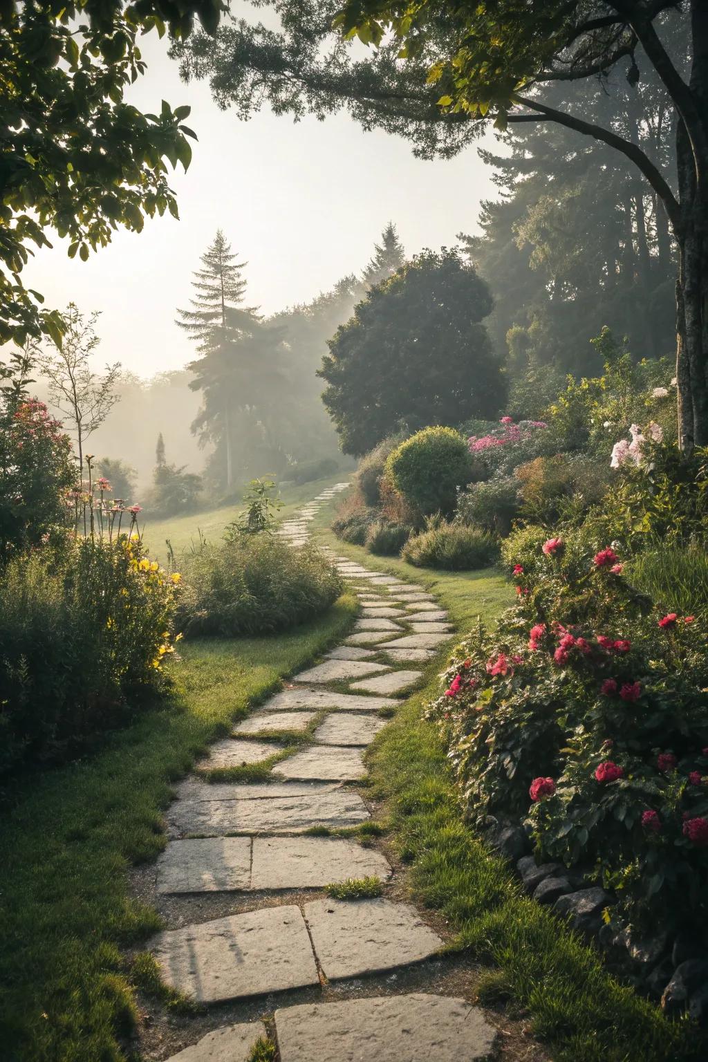 A secret garden path inviting exploration and adding a sense of wonder.