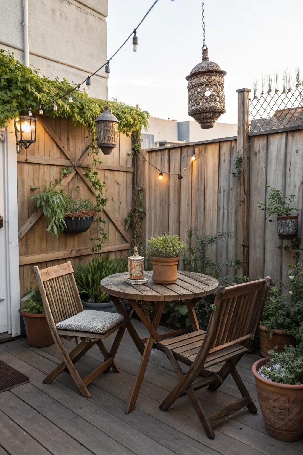 Rustic wooden elements create a warm, natural feel.