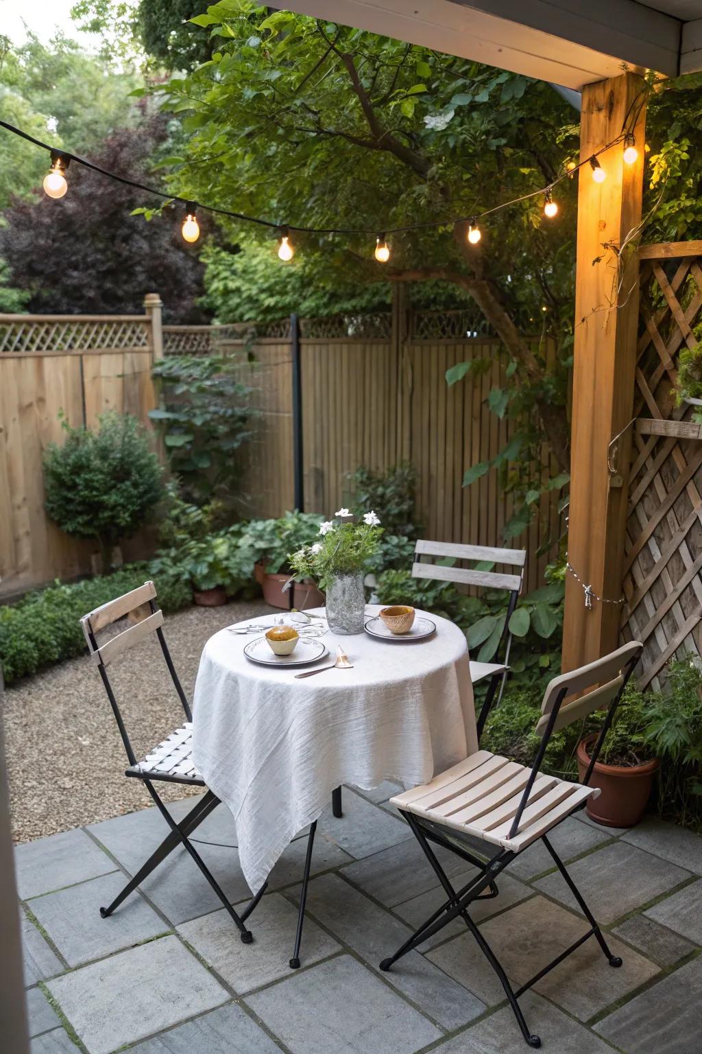 A compact dining area perfect for small patios.