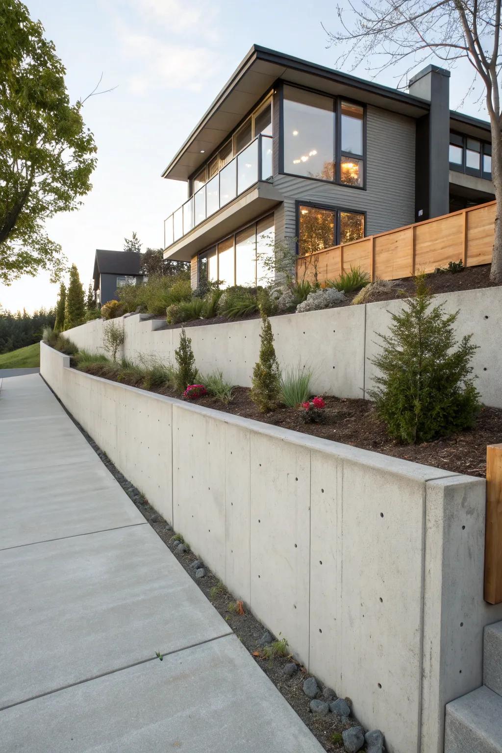 A sleek, smooth concrete wall that complements modern architecture.
