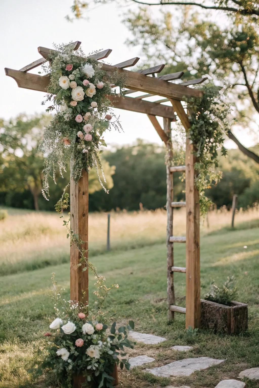 A wooden trellis adds rustic charm to any wedding ceremony.