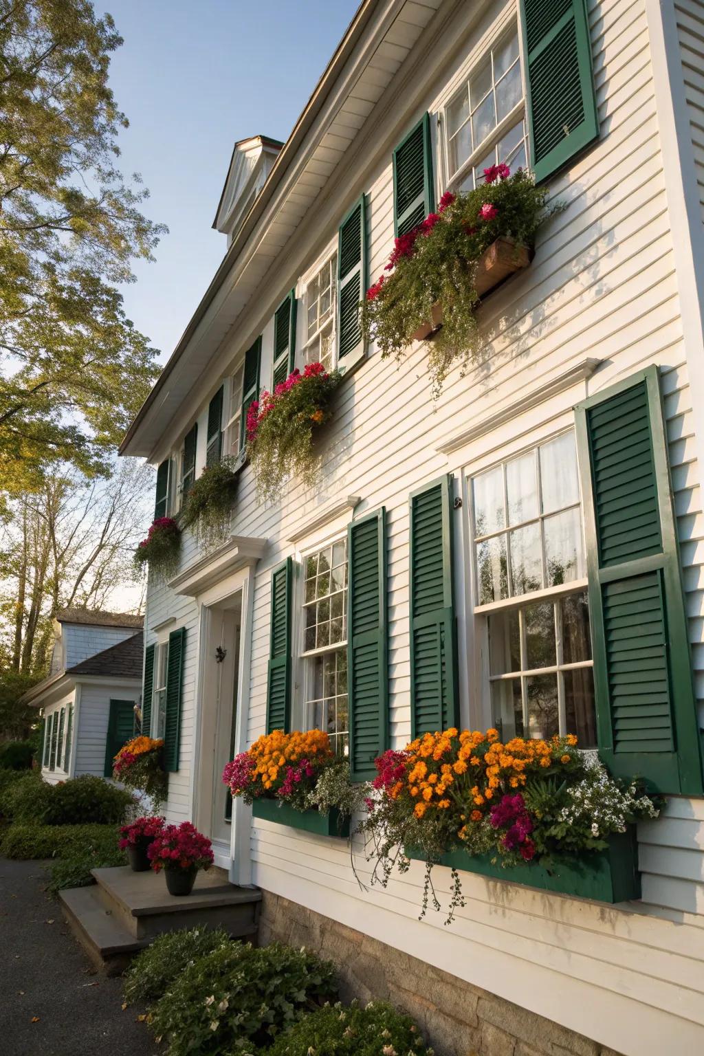 Add life and color with lush window boxes.
