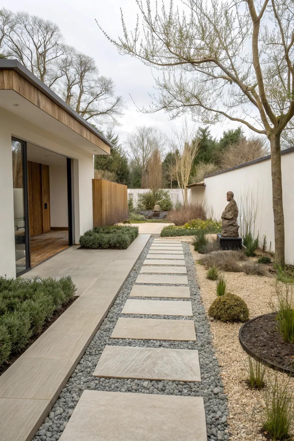 Gravel and flagstone for a chic, modern look.