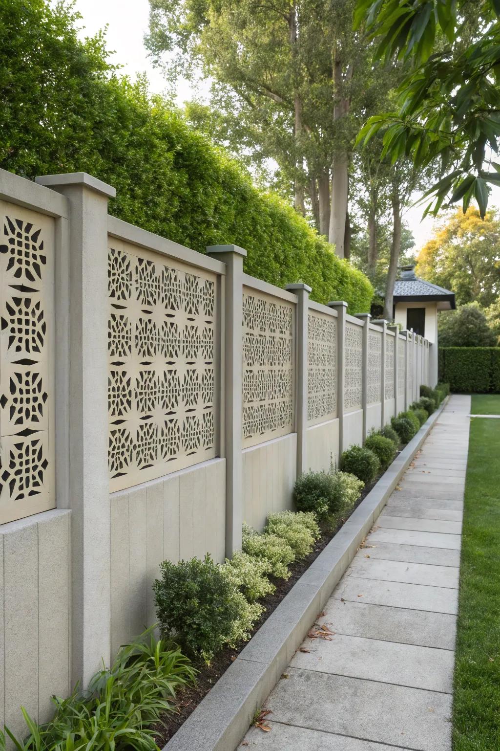Ventilated patterns add dynamism to concrete fences.