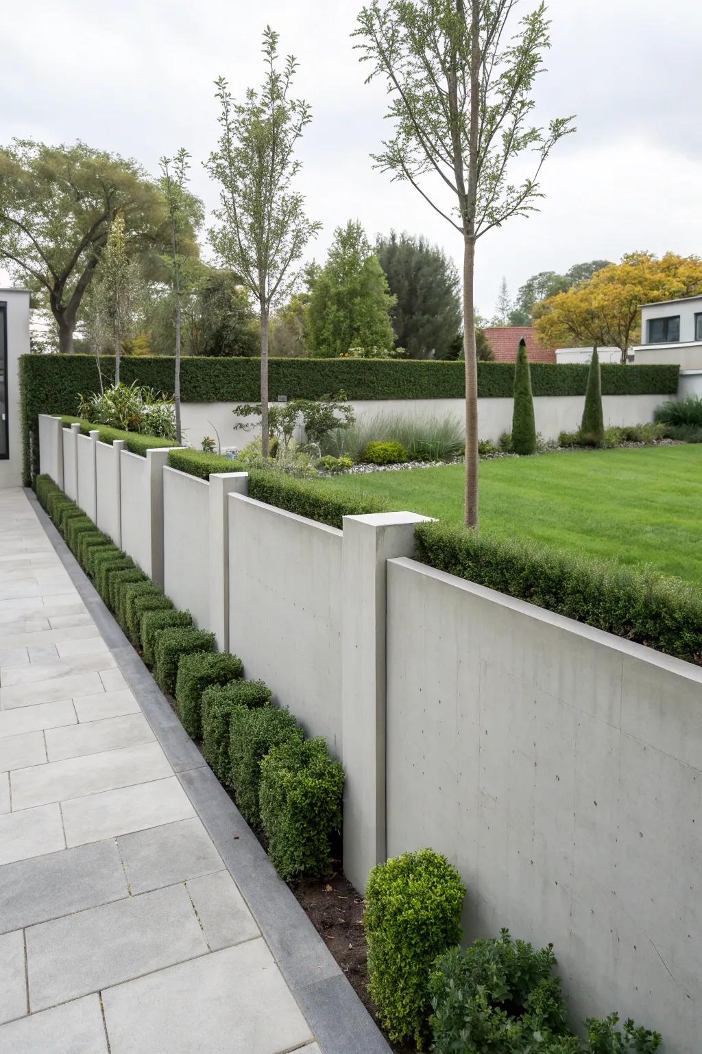 Minimalist concrete panels offer a sleek and modern look.