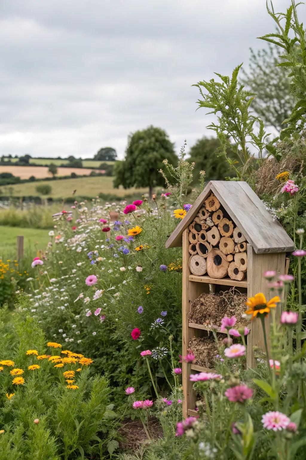 A bee-friendly habitat buzzing with life.