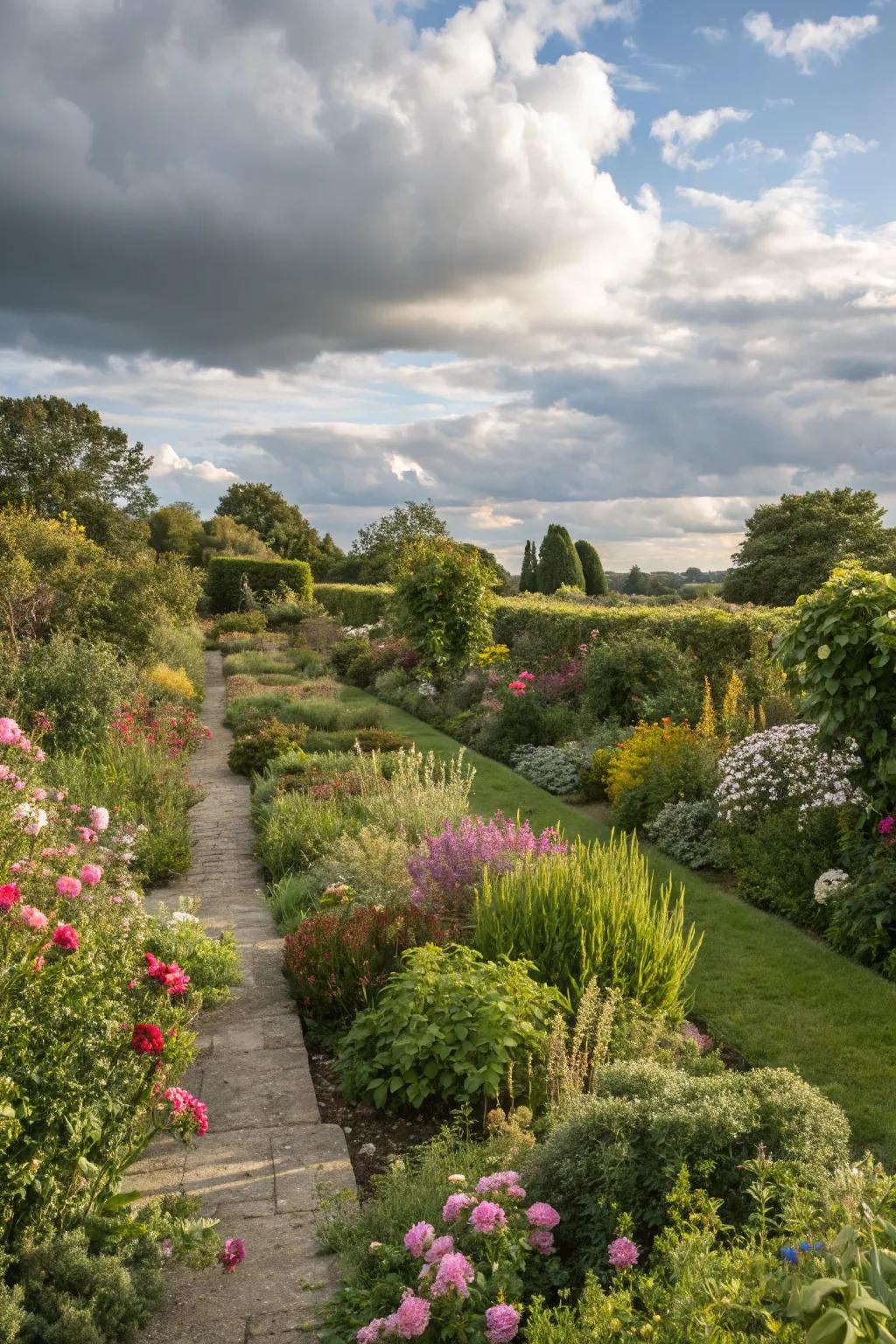 Natural borders merging with the garden environment.
