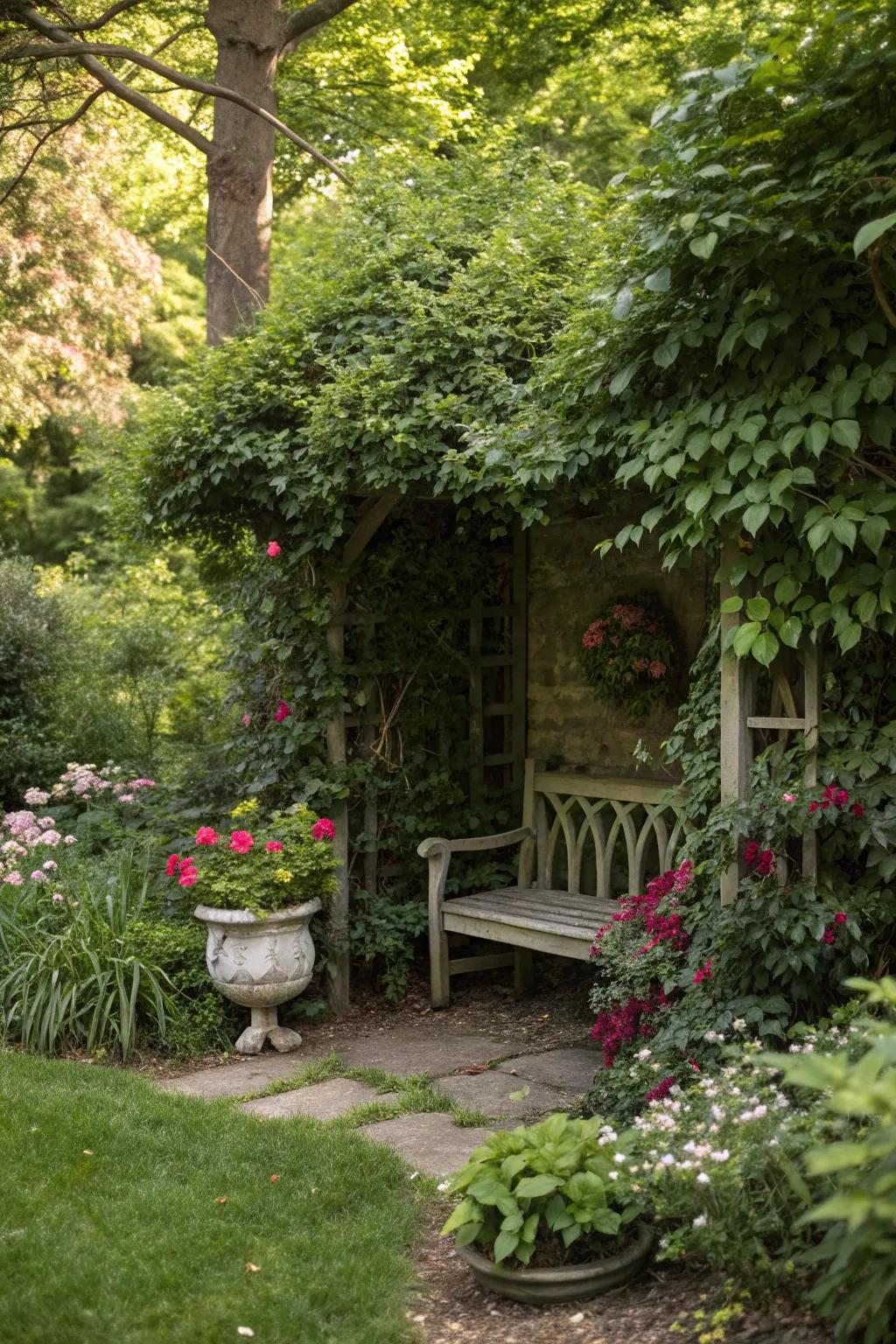 A secret garden nook offering a peaceful escape.