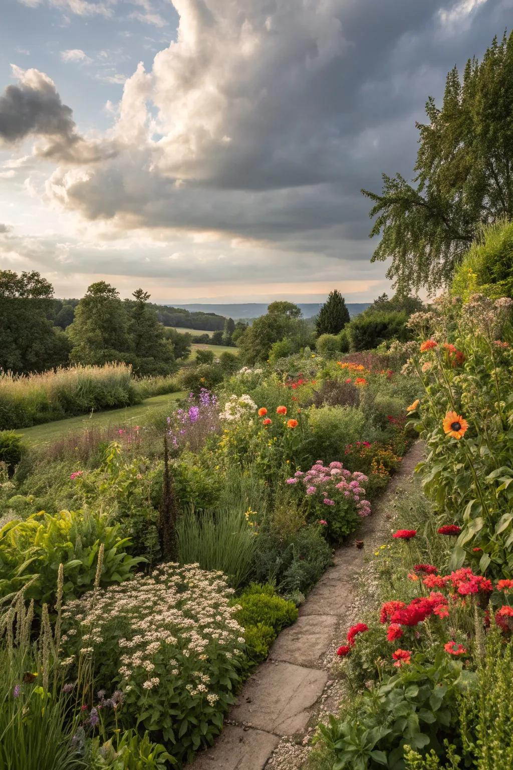 Wild edges adding naturalistic charm to the garden.