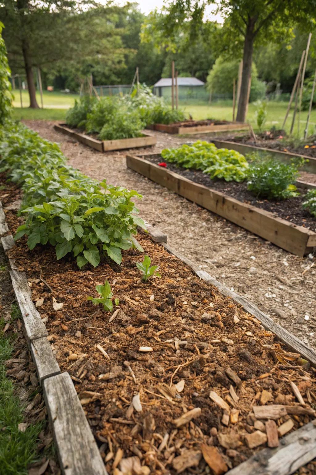 Natural mulching maintaining soil health and moisture.