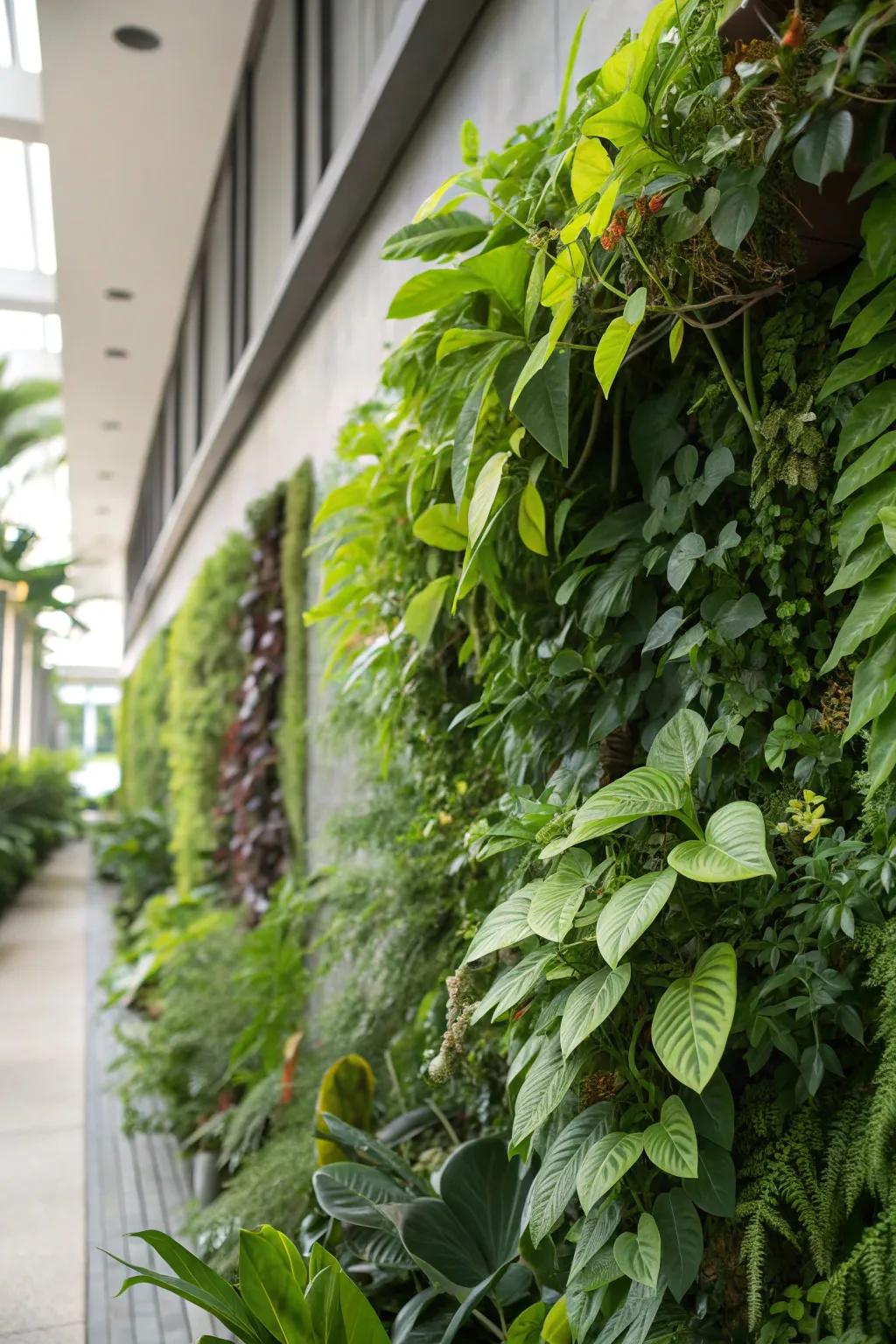 A lush vertical garden adding greenery to small spaces.