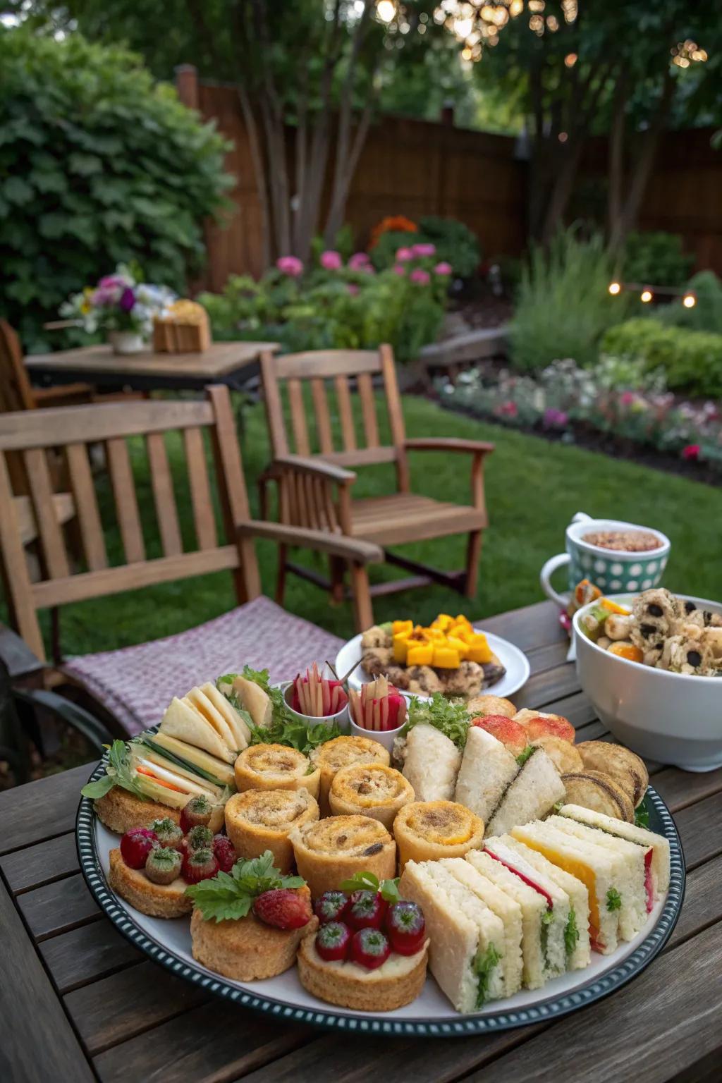 Mini sandwiches and finger foods make socializing at brunch a breeze.