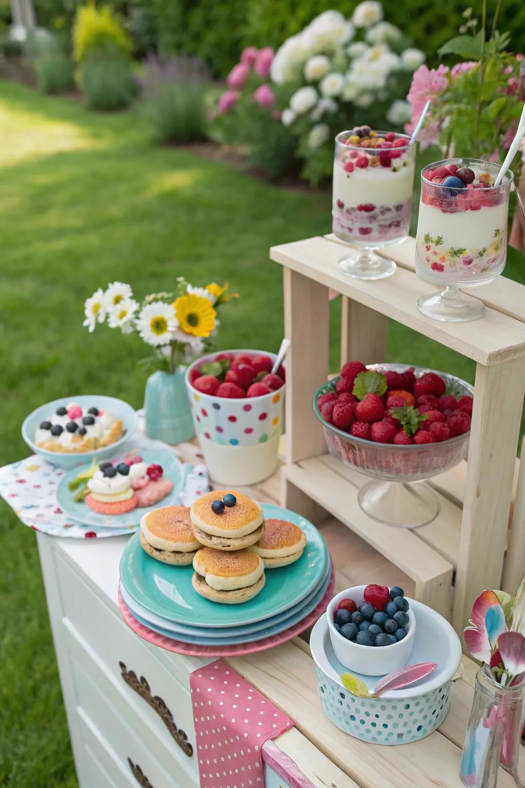 A sweet treat station adds a playful element to any brunch.