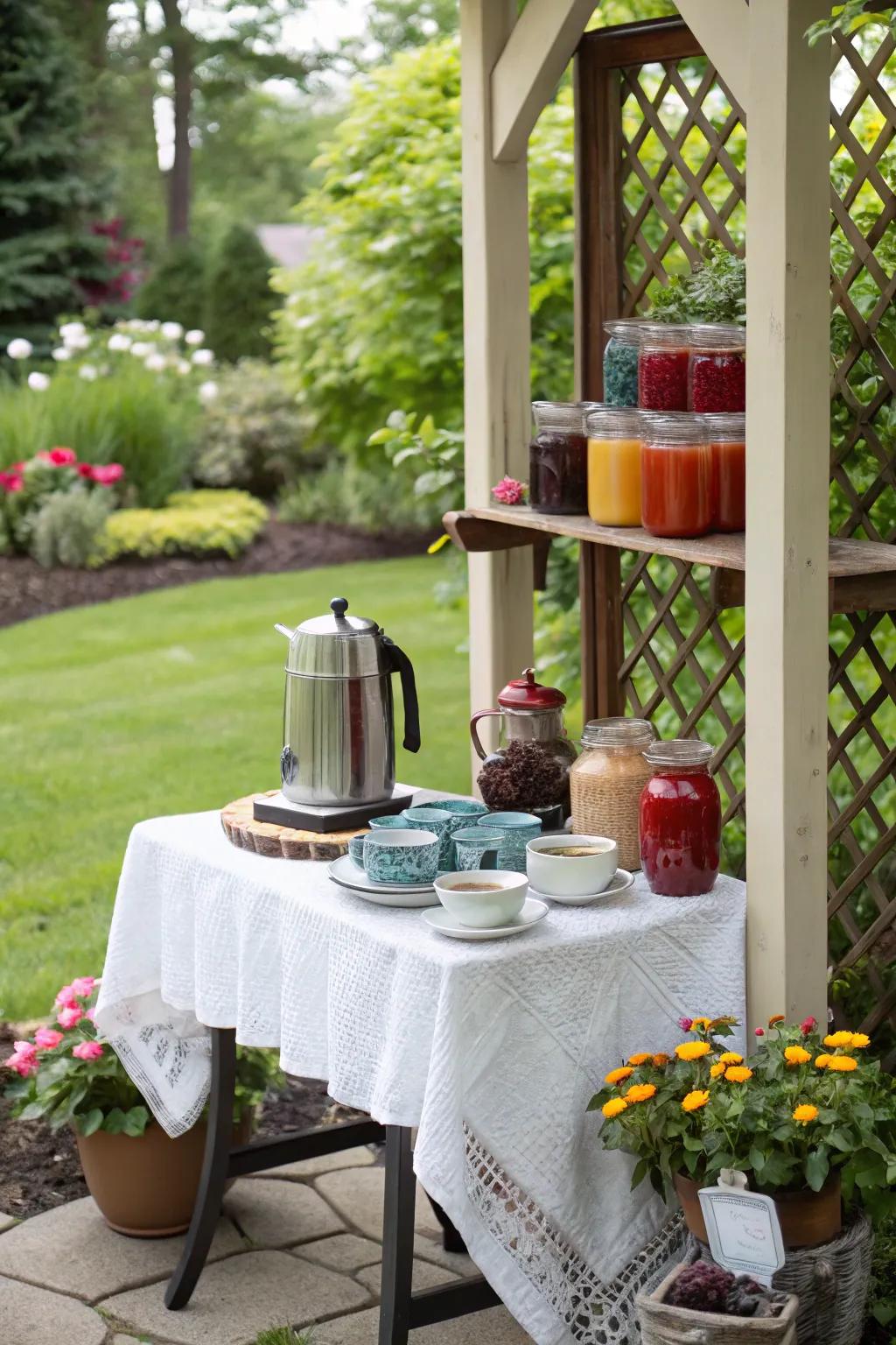 A coffee and tea bar ensures guests have their caffeine fix during brunch.