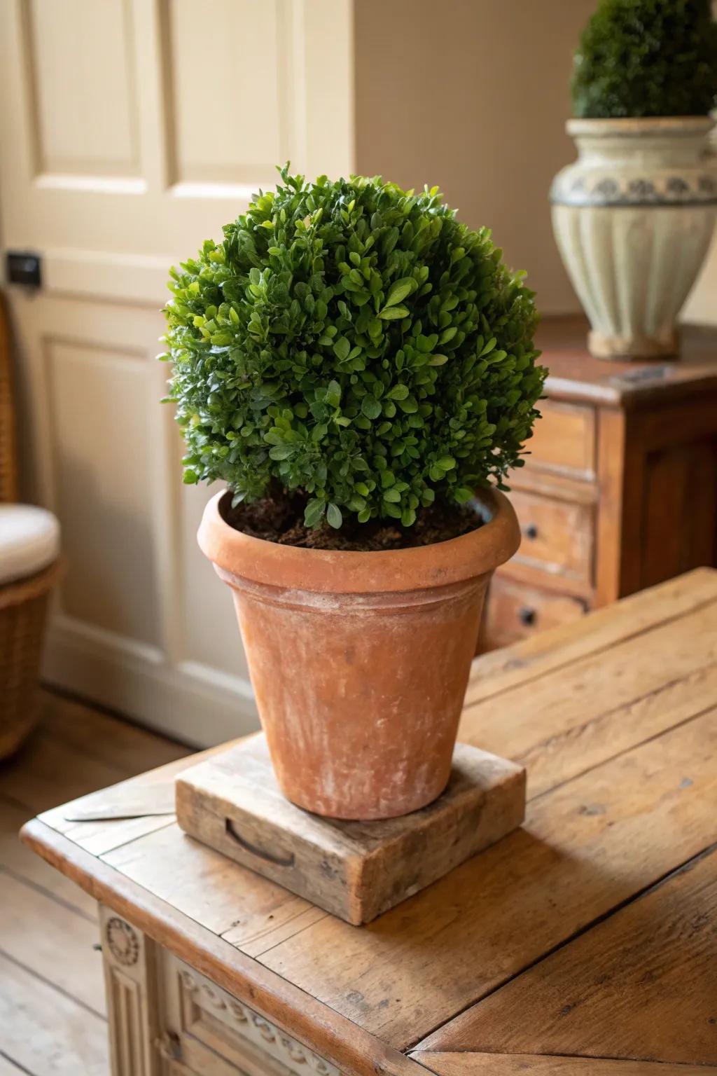 Timeless charm: Boxwood in a classic terracotta pot.