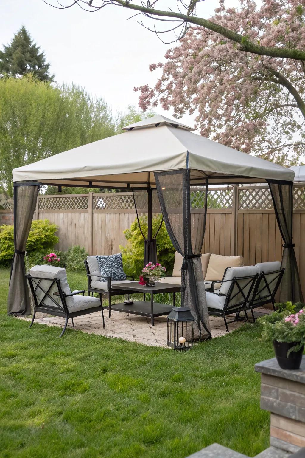 Pop-up gazebos offer versatile shelter options.