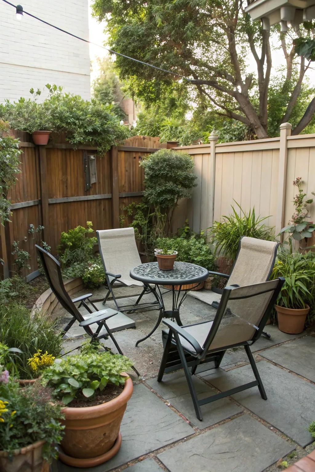 A flexible seating area perfect for any rental backyard.