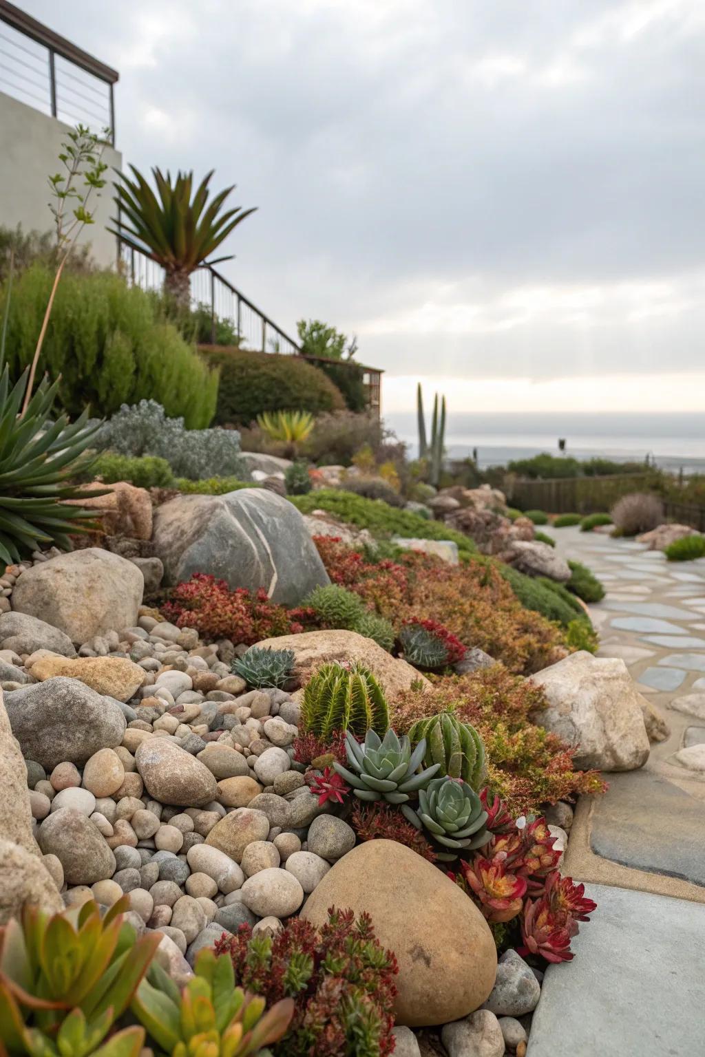 Rock gardens offer beauty with minimal maintenance.