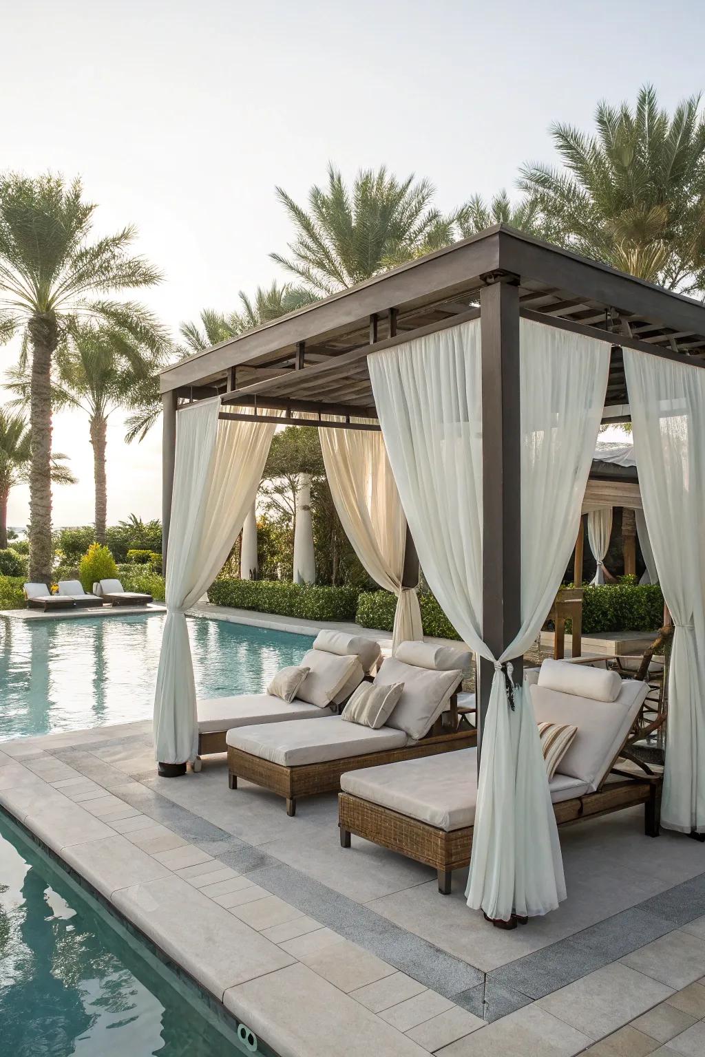 Relax in style with a luxurious poolside cabana.