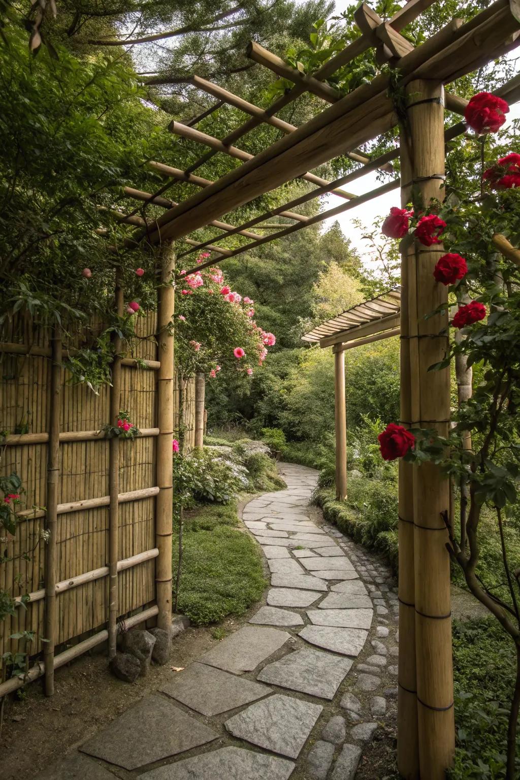 Experience tranquility with a Japanese-inspired arbor.