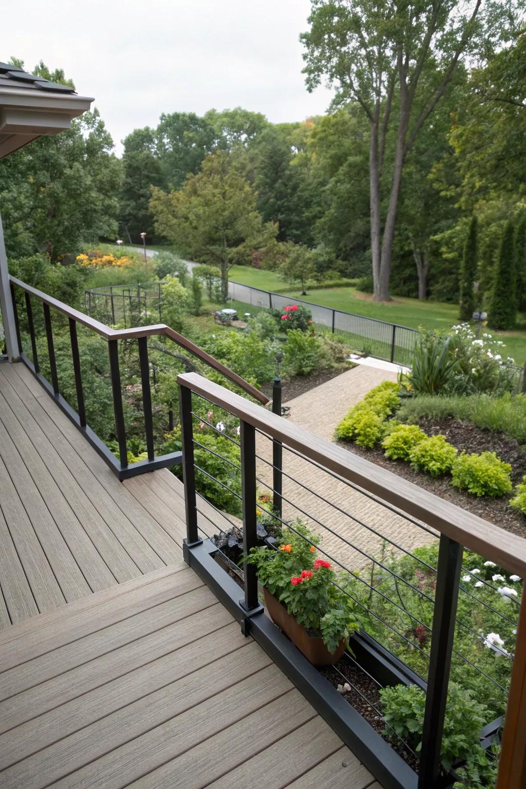 Fold-down railings offer flexibility for enjoying the view.
