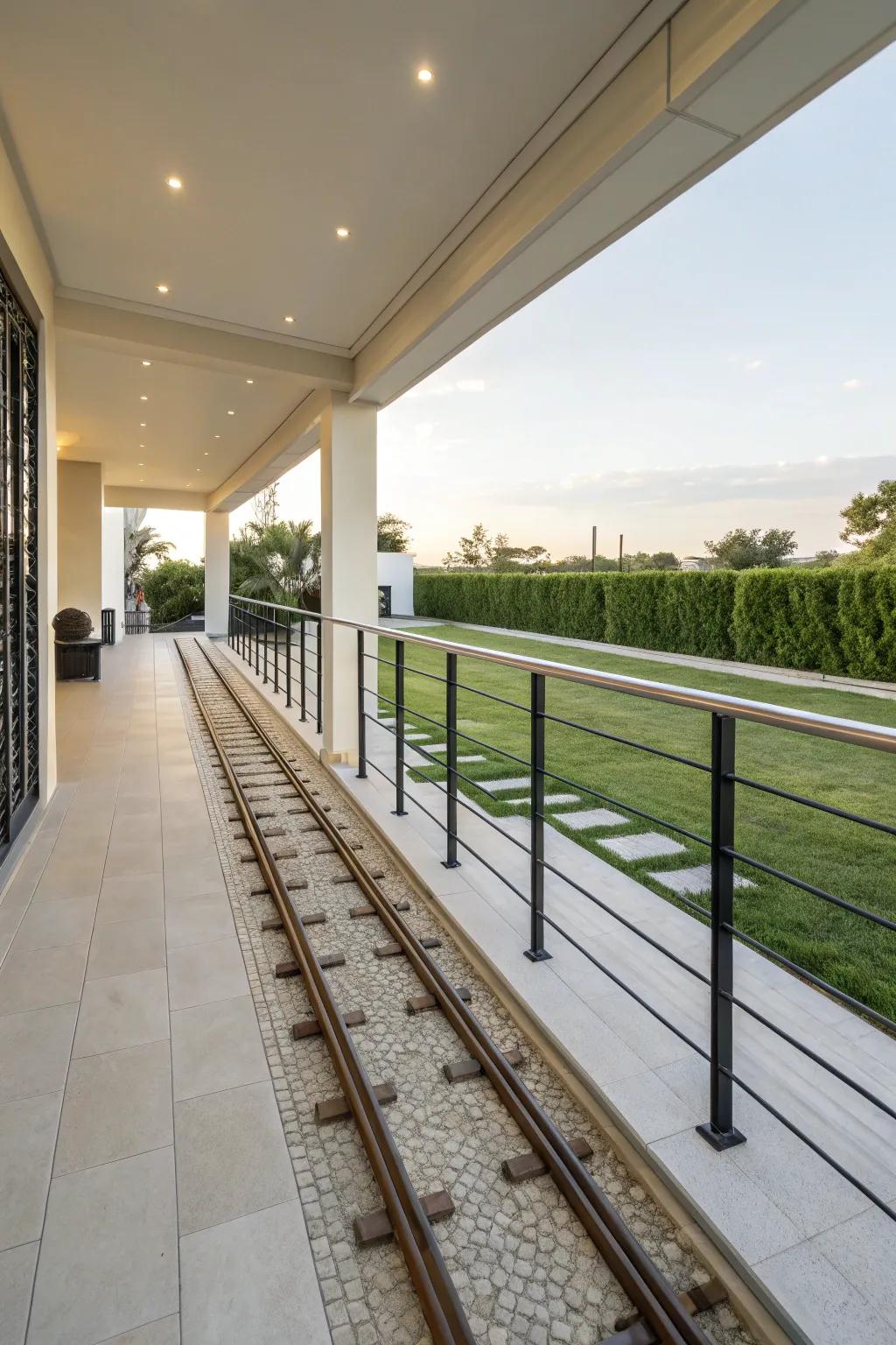 Recessed tracks keep the focus on your beautiful patio.