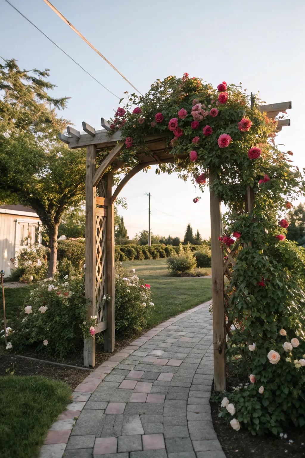Step into a fairy tale with a beautiful rose-covered arch.