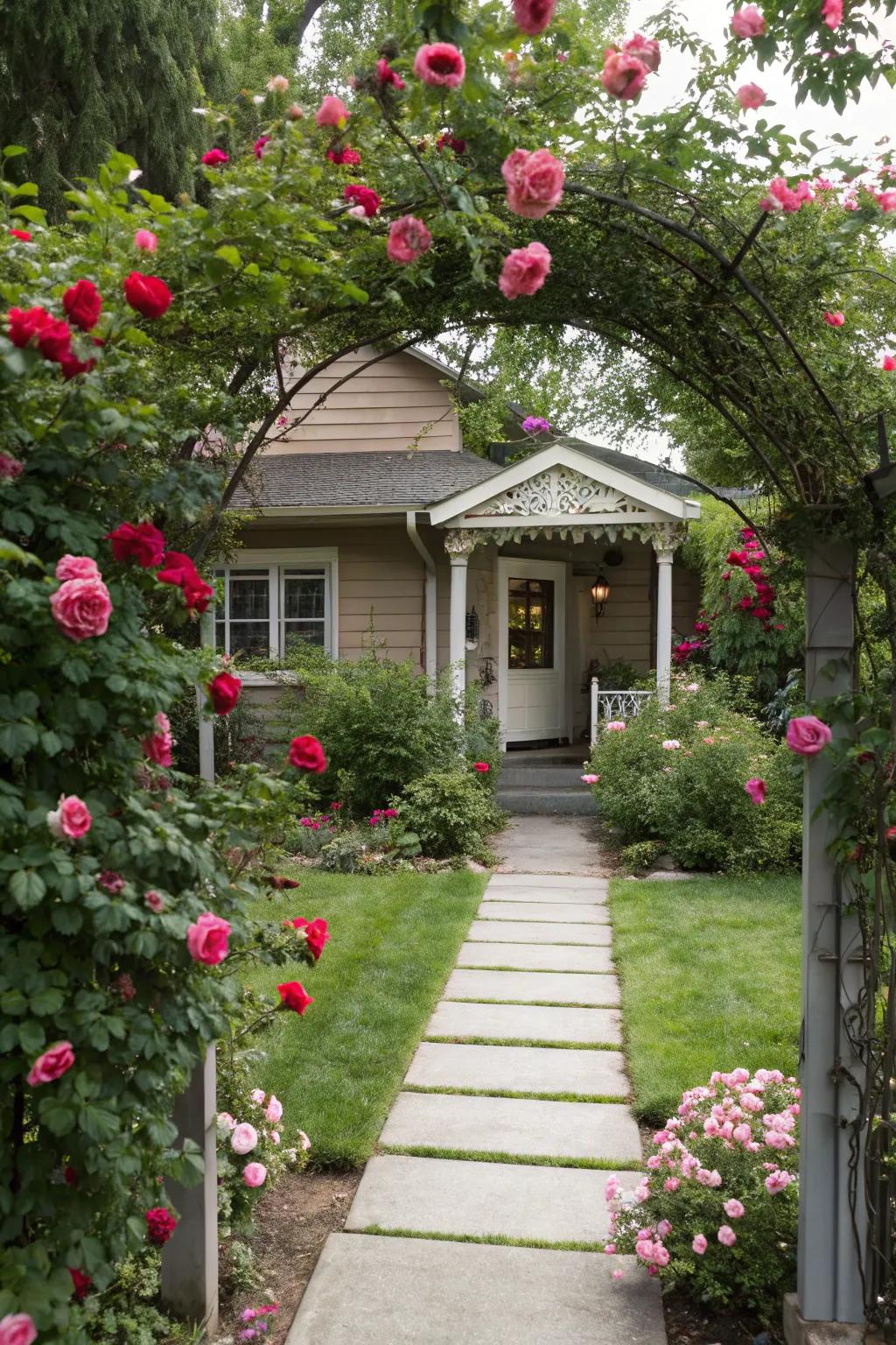 Frame your entryway with roses for an inviting feel.