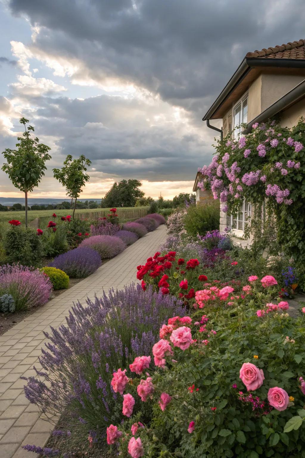 Combine roses with herbs for beauty and fragrance.