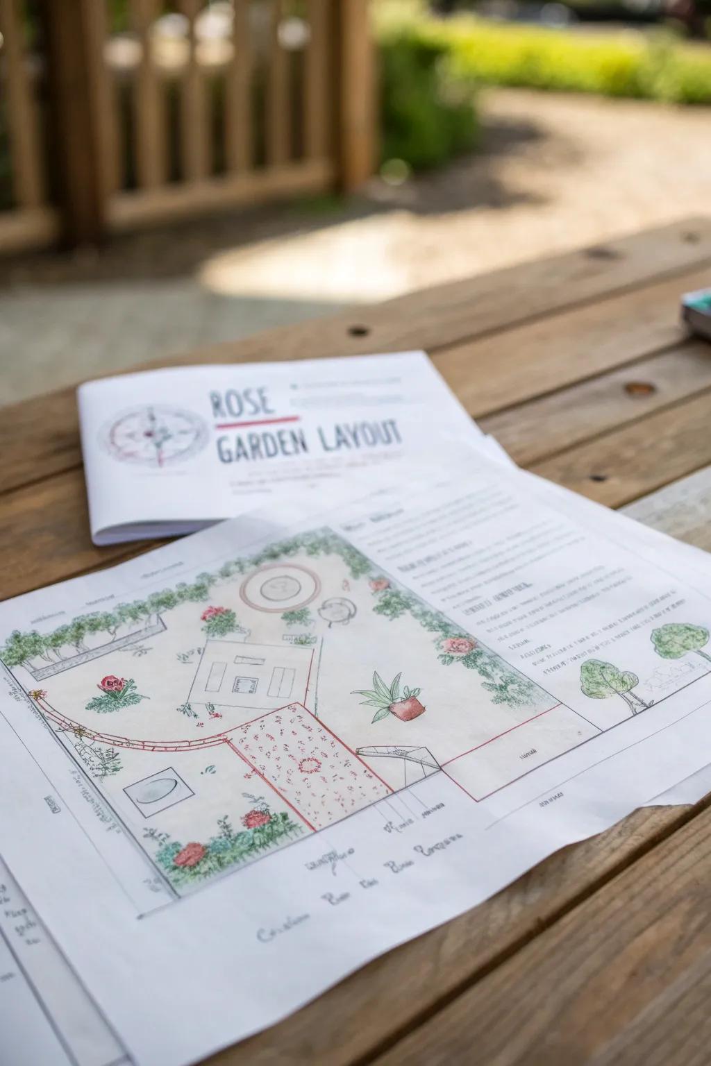 Use sketches to plan your dream rose garden.