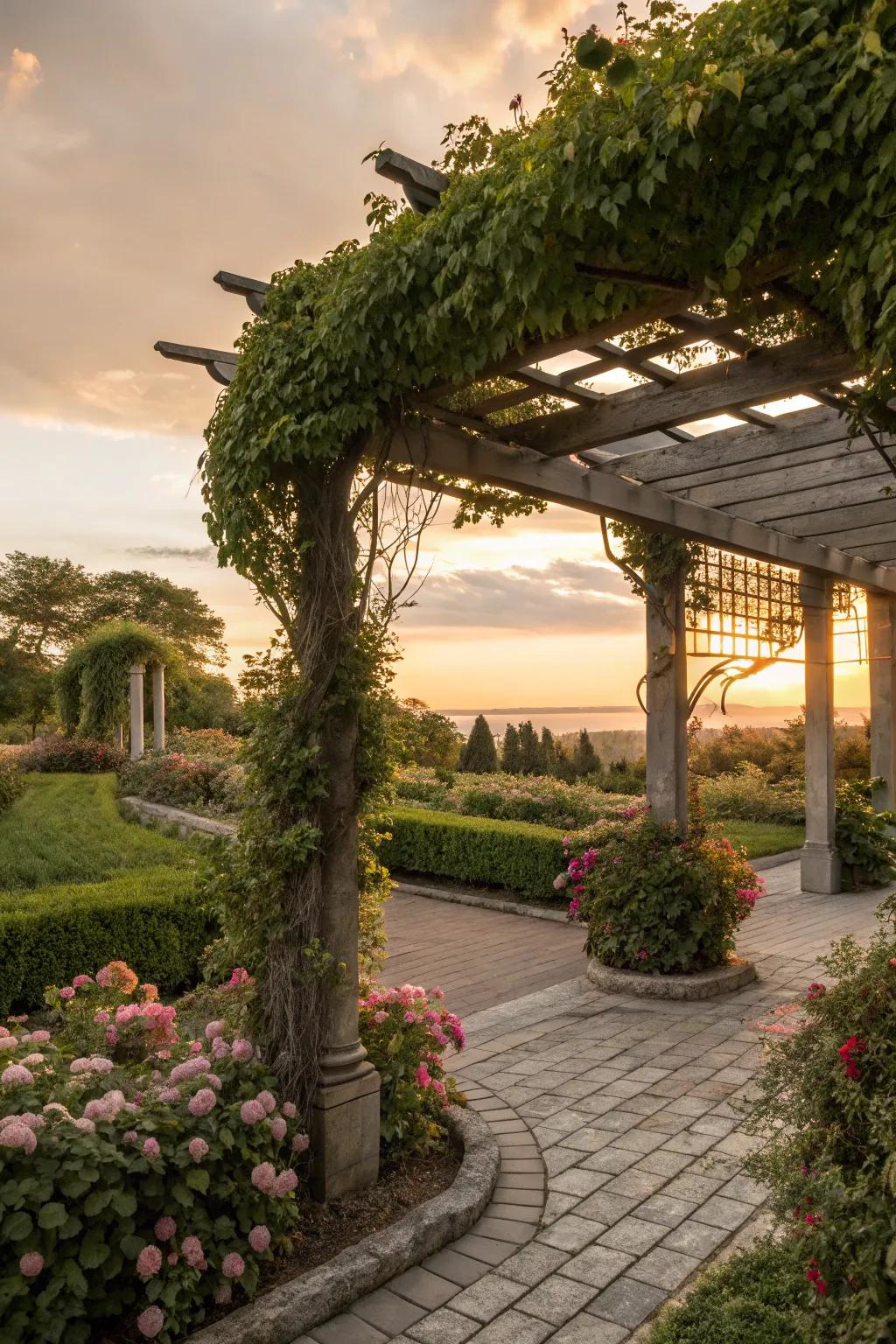 Let the sweet scent of honeysuckle enhance your pergola experience.