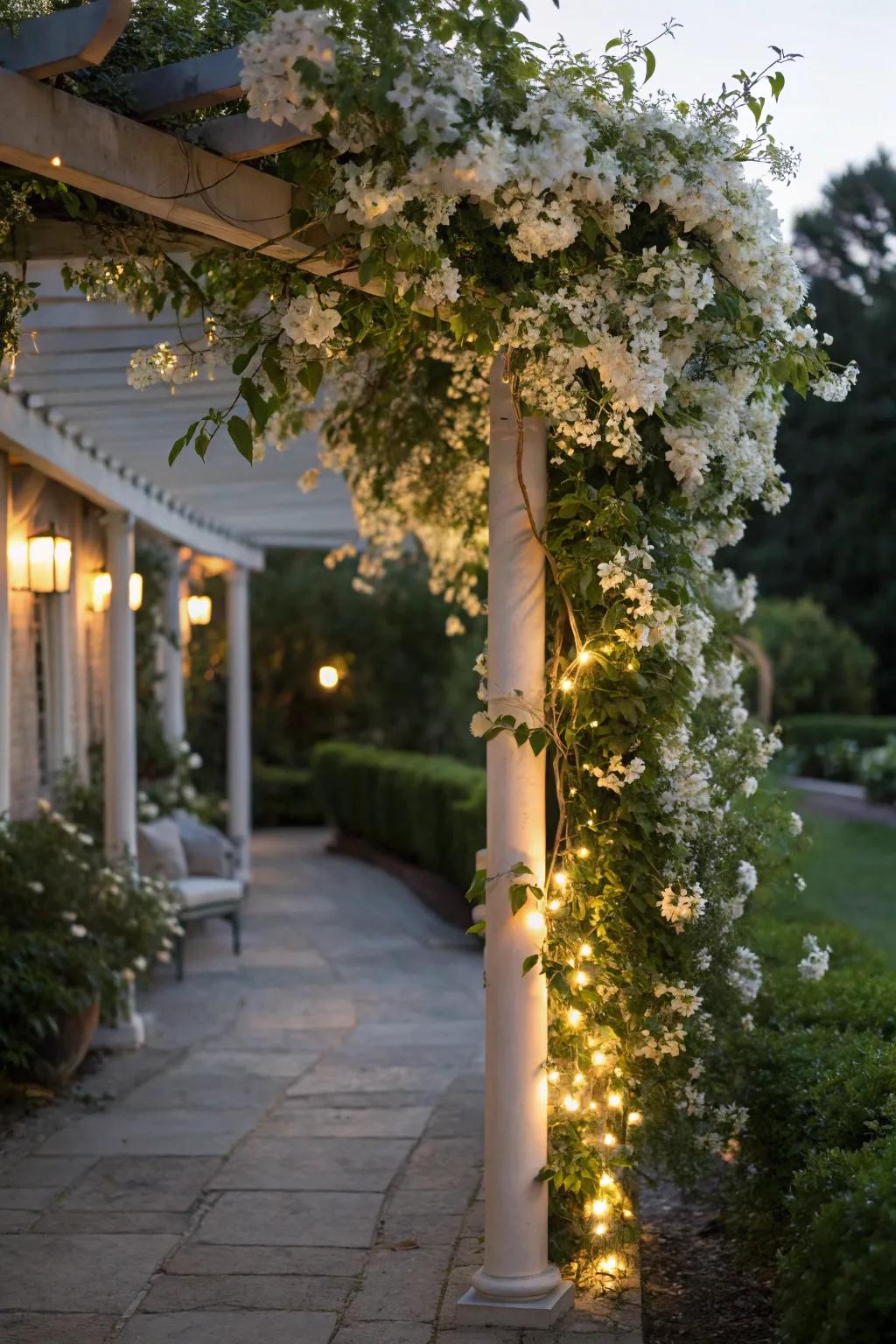 Enhance evening ambiance with fragrant jasmine on your pergola.