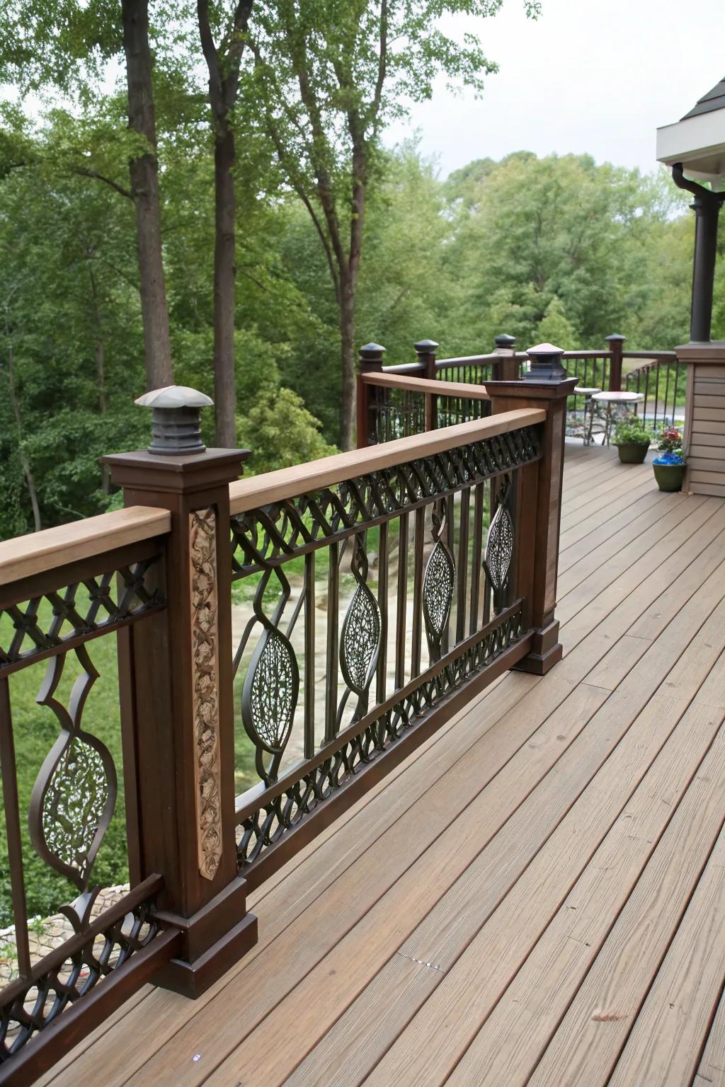 Sawn baluster patterns turn railings into artistic features.