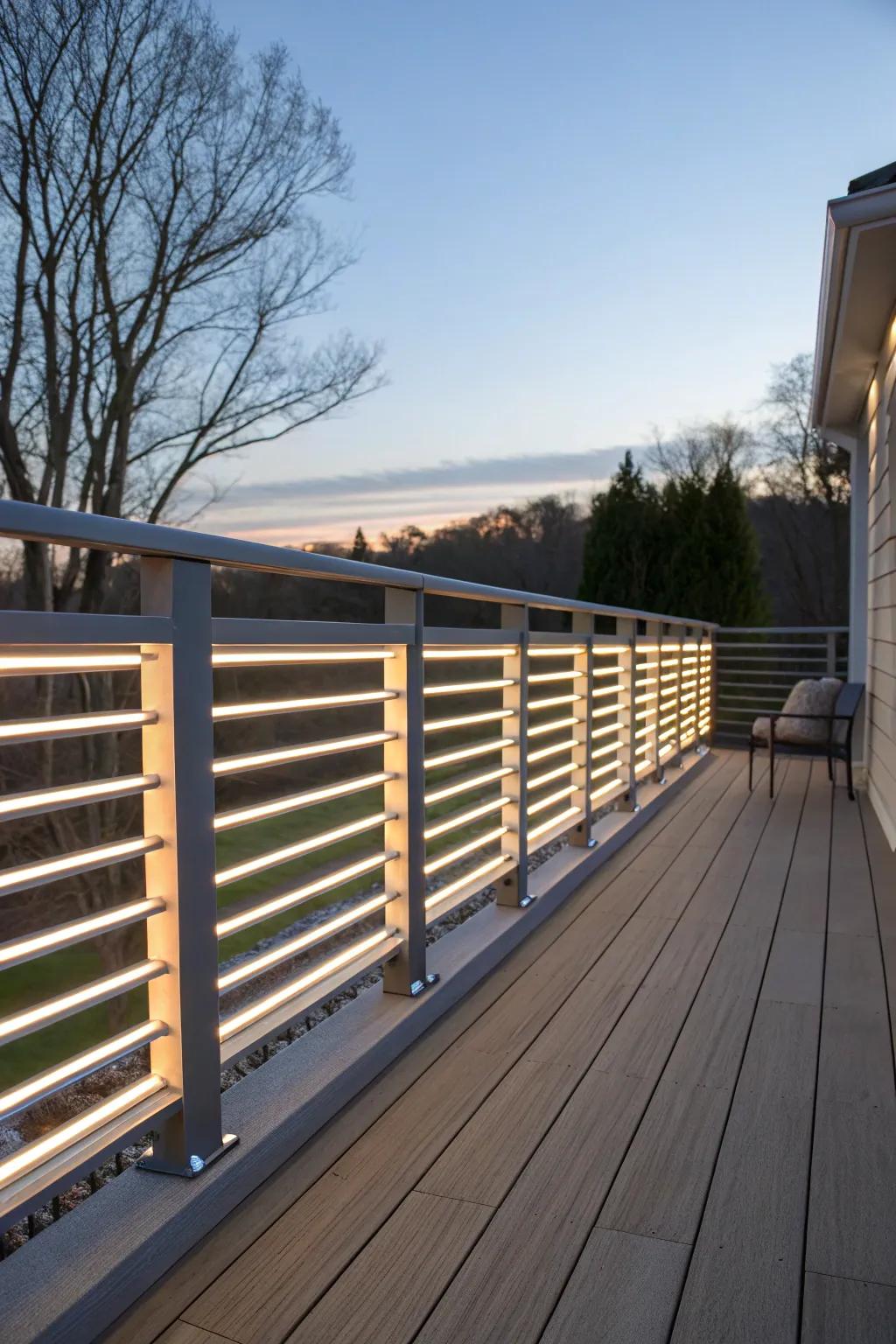 Lighted slats provide both safety and ambiance to your deck.