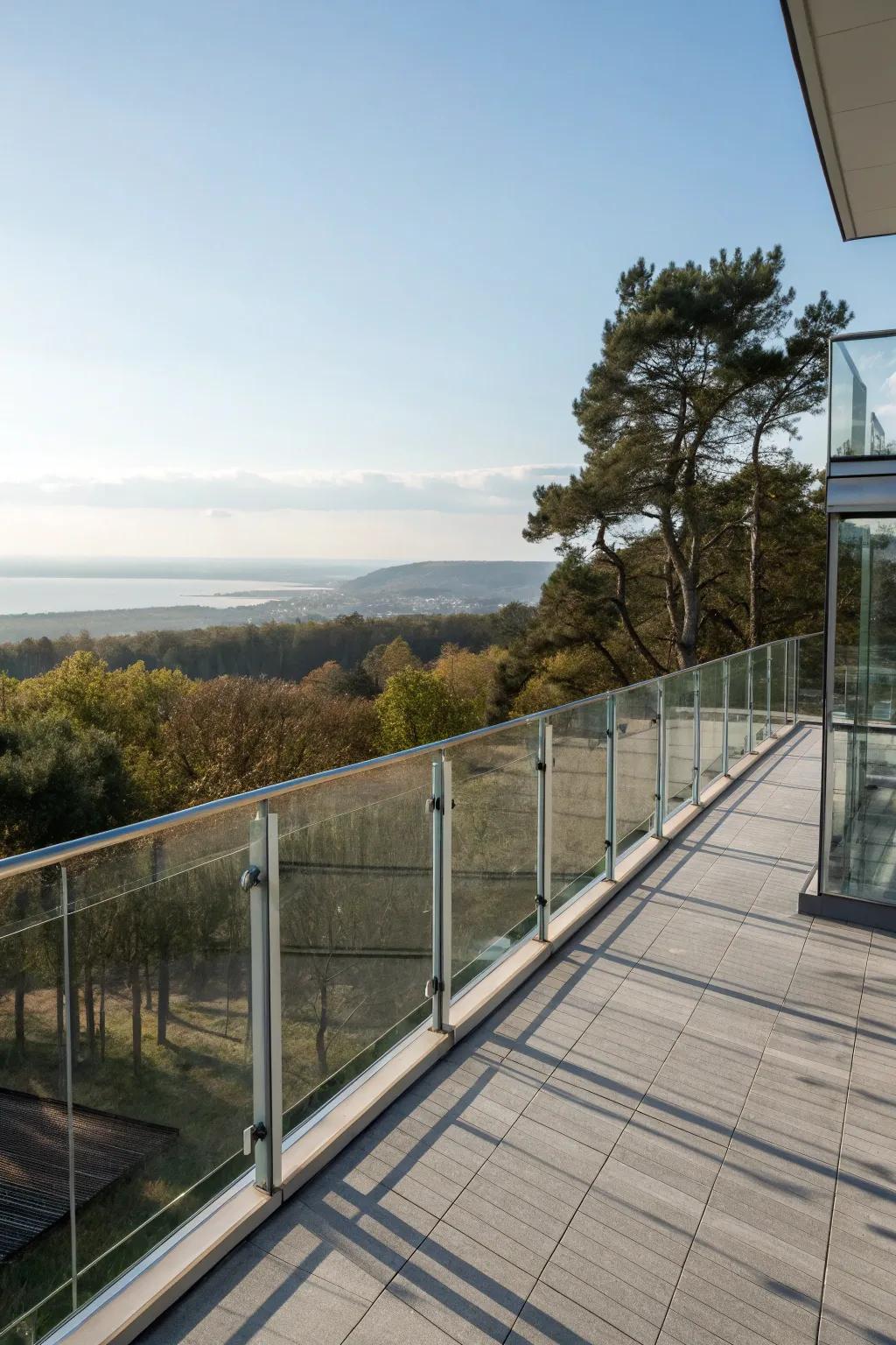 Sleek glass panels create an unobstructed view and modern elegance.