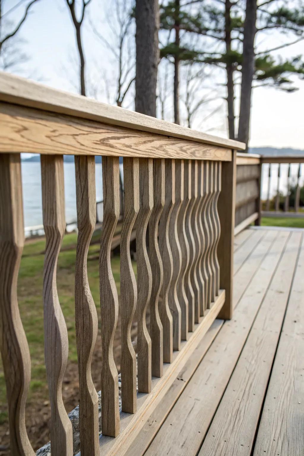 Wavy wood railings add a gentle, playful touch to your deck.